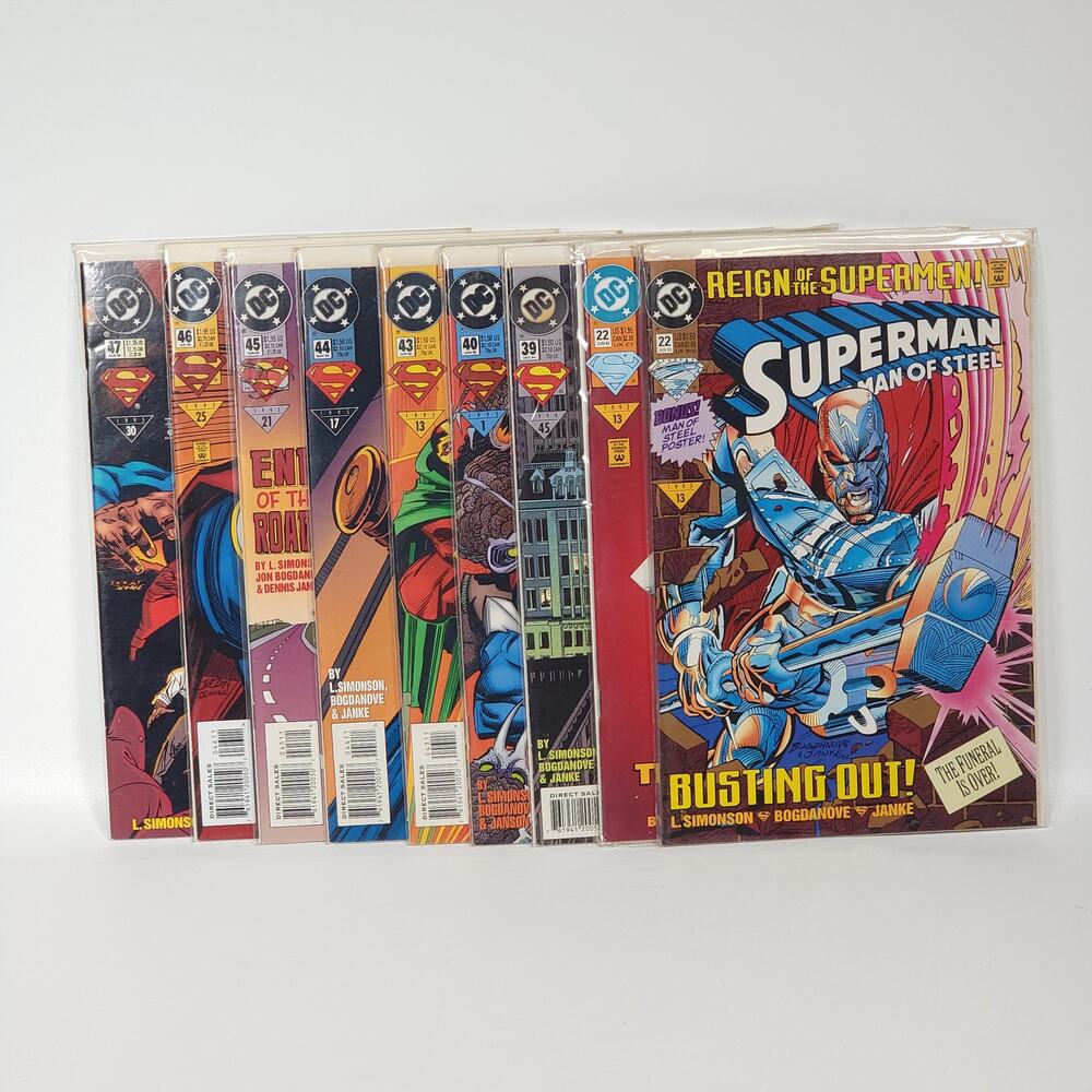 9 Book Lot Superman The Man of Steel Vol1 Simonson, Bogdanove | VG+ B&B DC 93-95